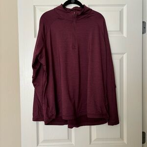 Jockey 1/4 ZIP Pullover Athletic Fleece Lined Jersey Plus Size 2X Burgundy